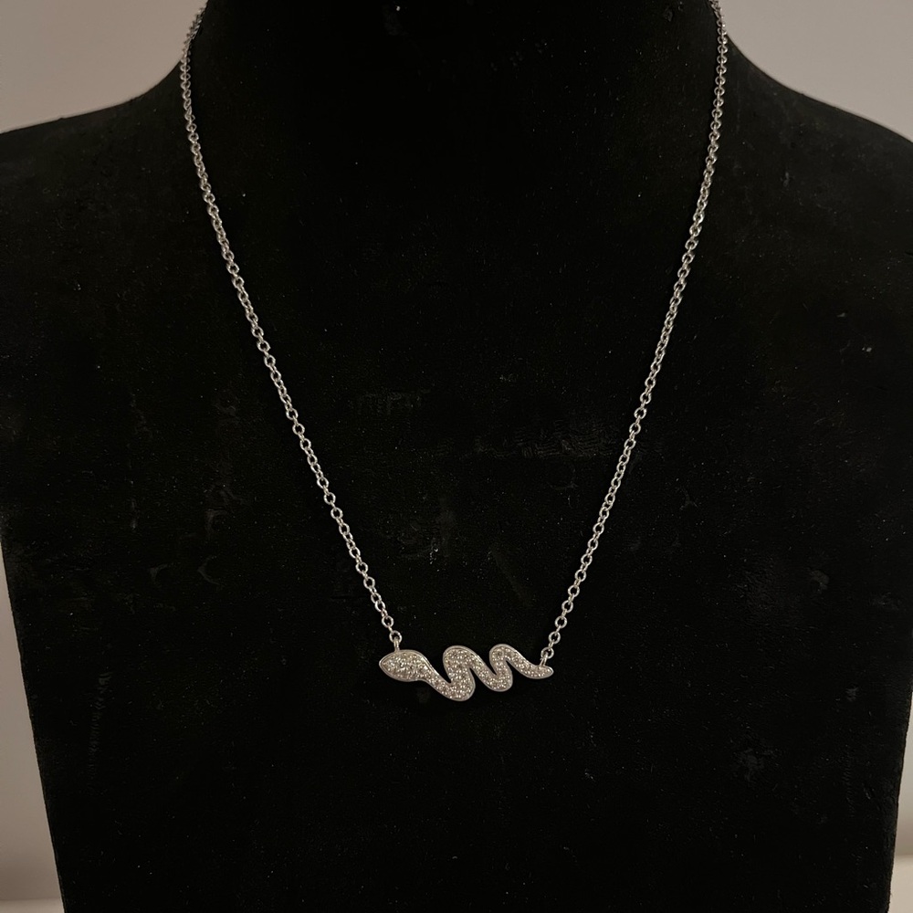 NWT Diamond Pave Snake Wave Pendant Necklace